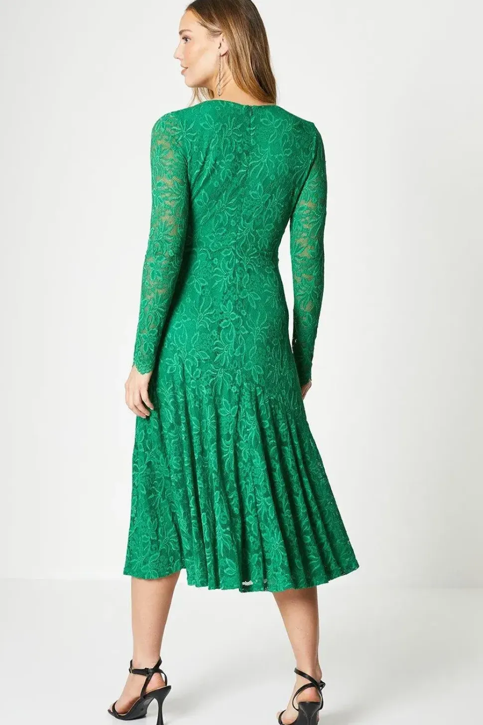 Lace Wrap Front Midi Dress