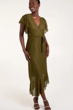 Lace Wrap Midi Dress