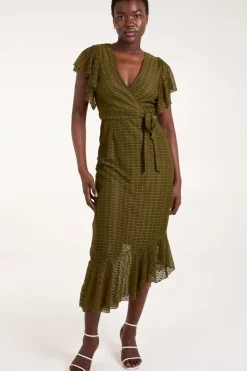 Lace Wrap Midi Dress
