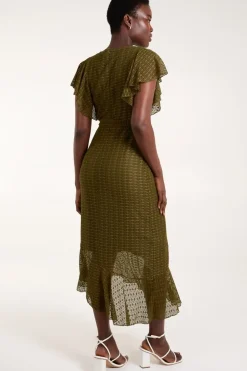Lace Wrap Midi Dress