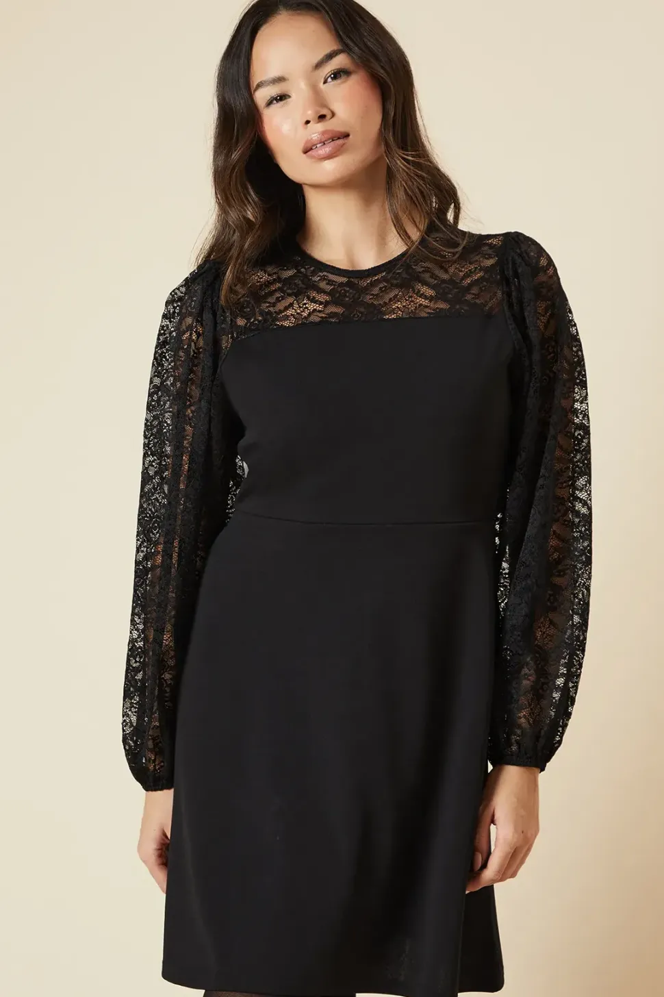 Lace Yoke Mini Dress