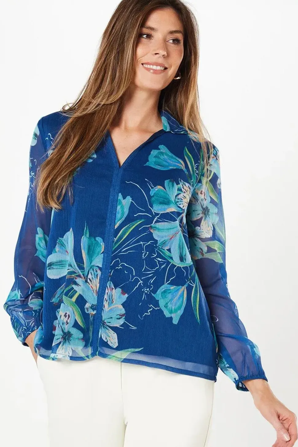 Ladder Trim Insert Overhead Blouse