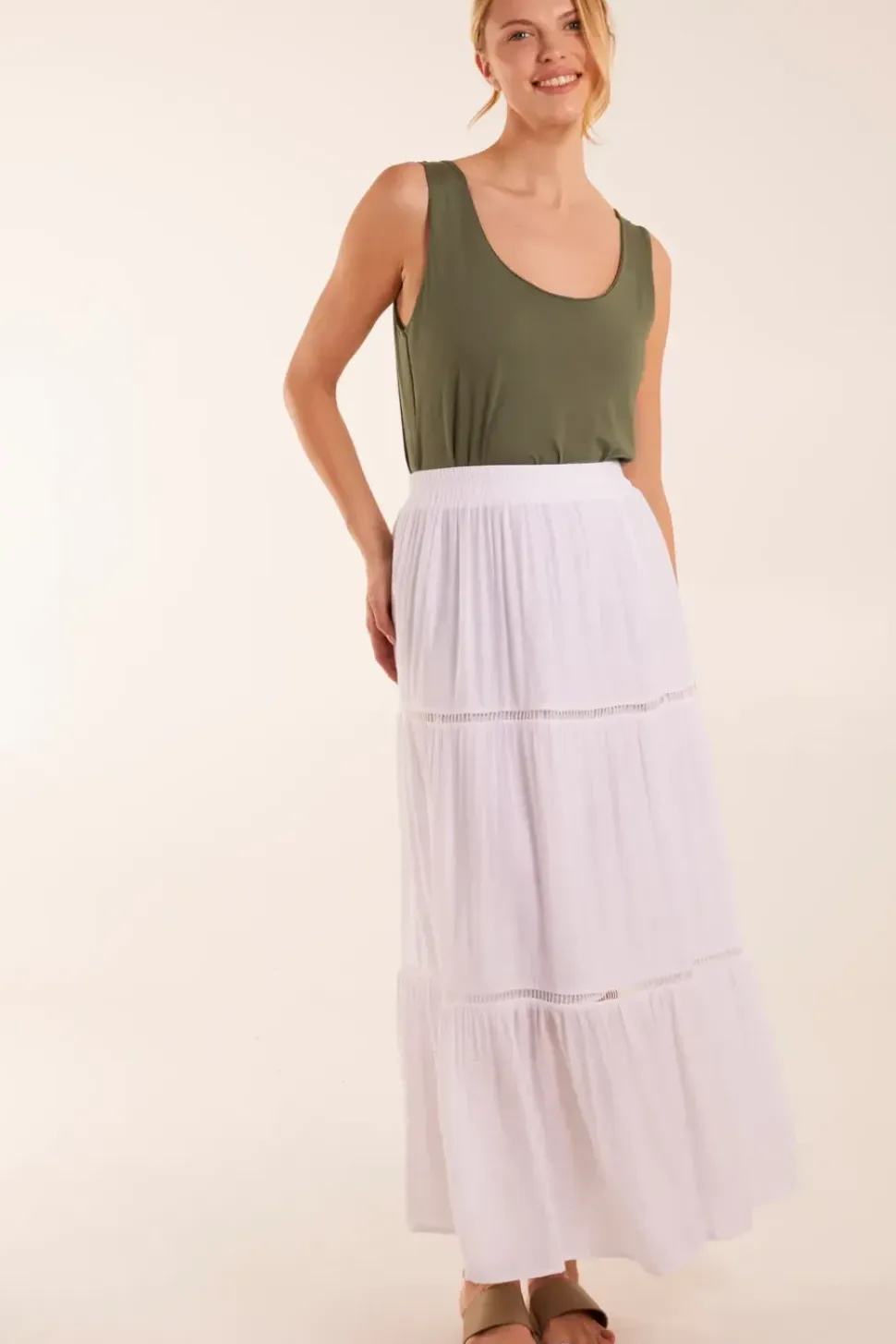 Ladder Trim Midi Skirt