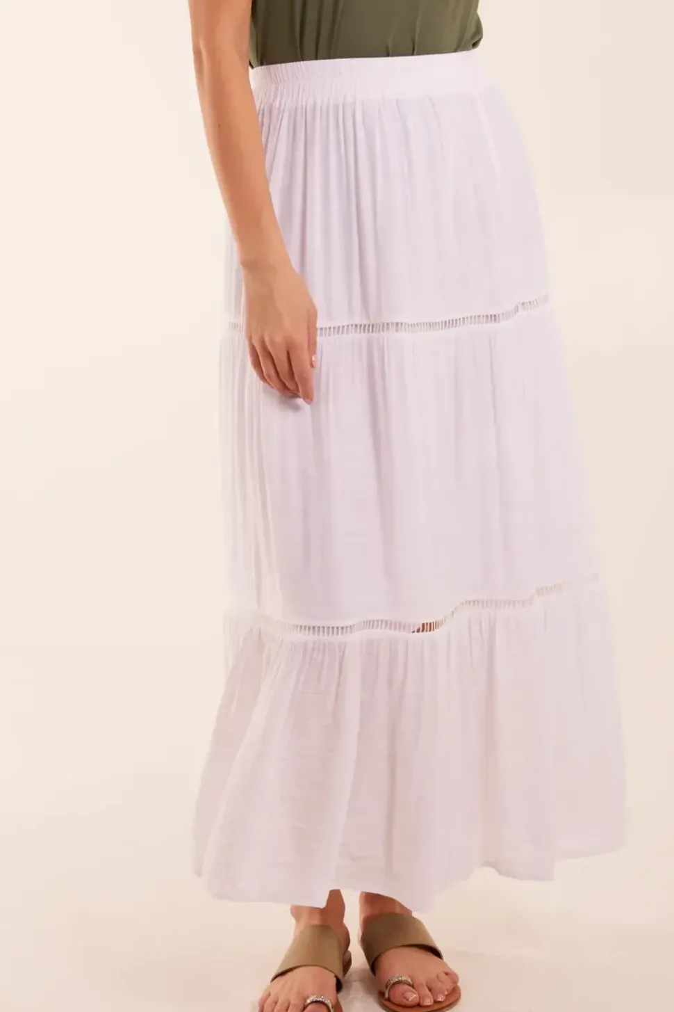 Ladder Trim Midi Skirt