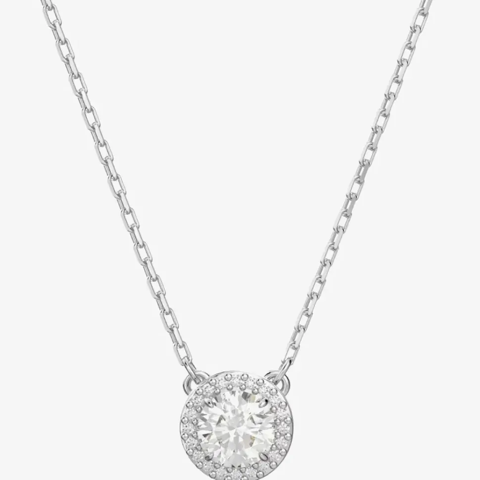 Ladies Constella Rhodium-Plated Halo Necklace 5636264