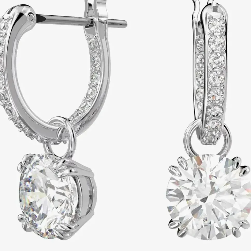 Ladies Constella Silver Hoop Dropper Earrings 5636717