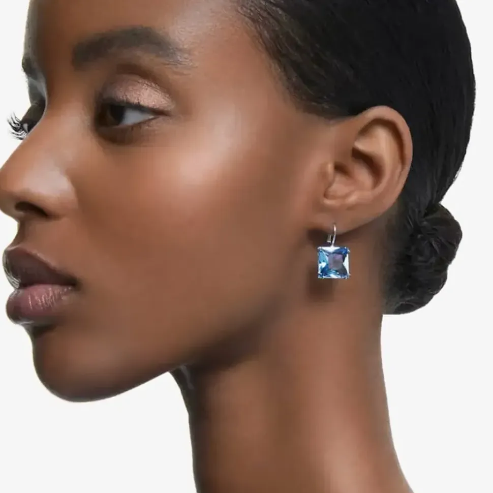 Ladies Millenia Blue Square Cut Dropper Earrings 5619472