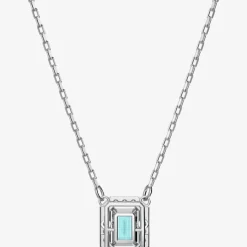 Ladies Millenia Rhodium Plated Blue Octagon Necklace 5640289