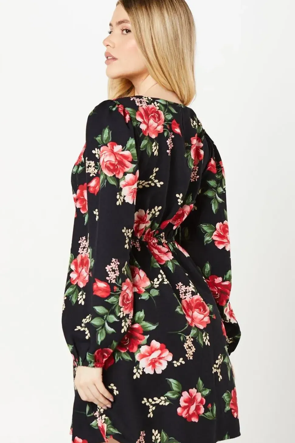 Large Floral Button Front Mini Dress