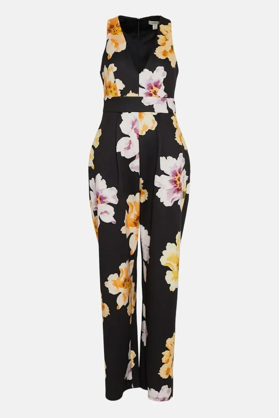 Large Floral Scuba V Neck Jumpsuit