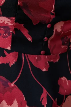 large pink floral button front blouse