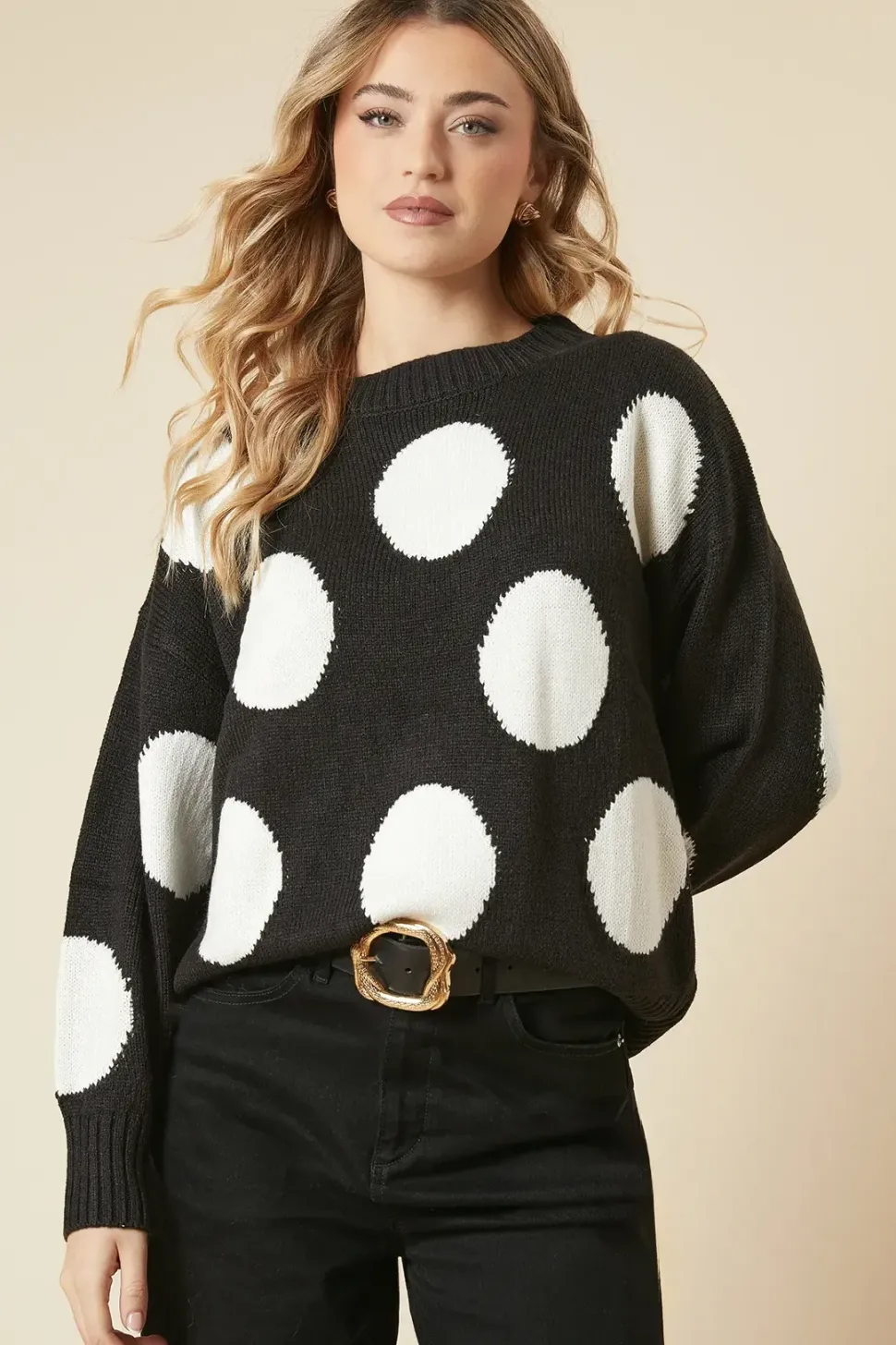 Large Polkadot Crew Neck Jumper