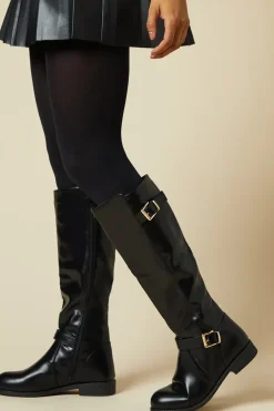 Lauren Double Buckle Knee High Flat Riding Boot
