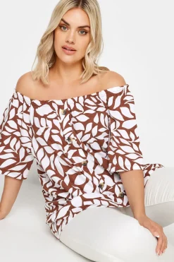 Leaf Print Bardot Top