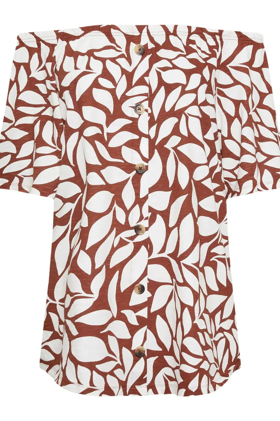 Leaf Print Bardot Top