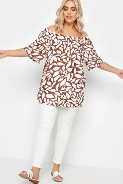 Leaf Print Bardot Top