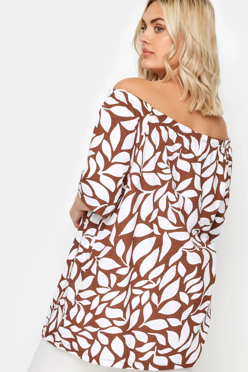 Leaf Print Bardot Top