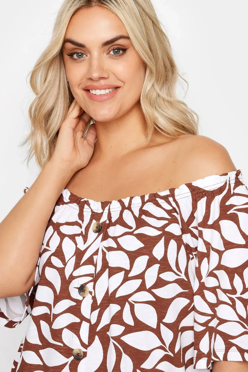 Leaf Print Bardot Top