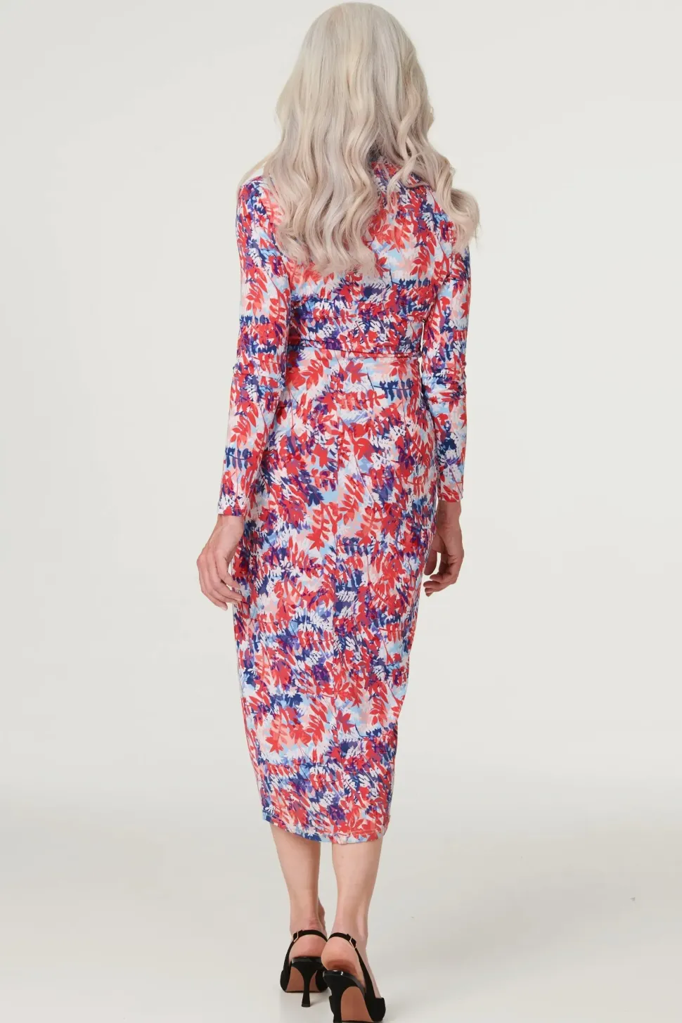 Leaf Print Bodycon Midi Dress