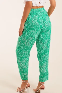 Leaf Print Capri Trousers