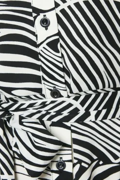 Leaf Print Shirt Midi Dress