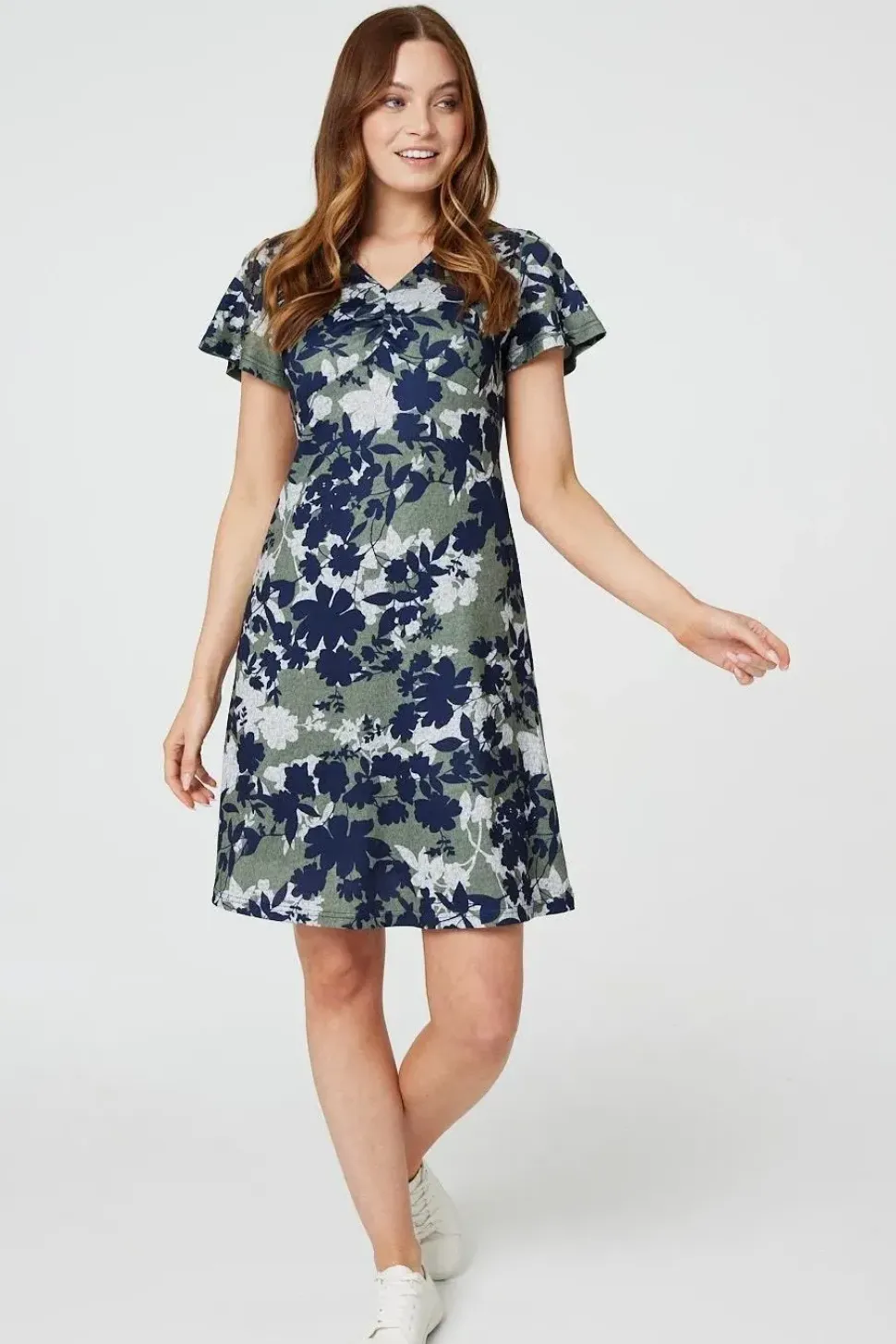 Leaf Print Short Skater Dress