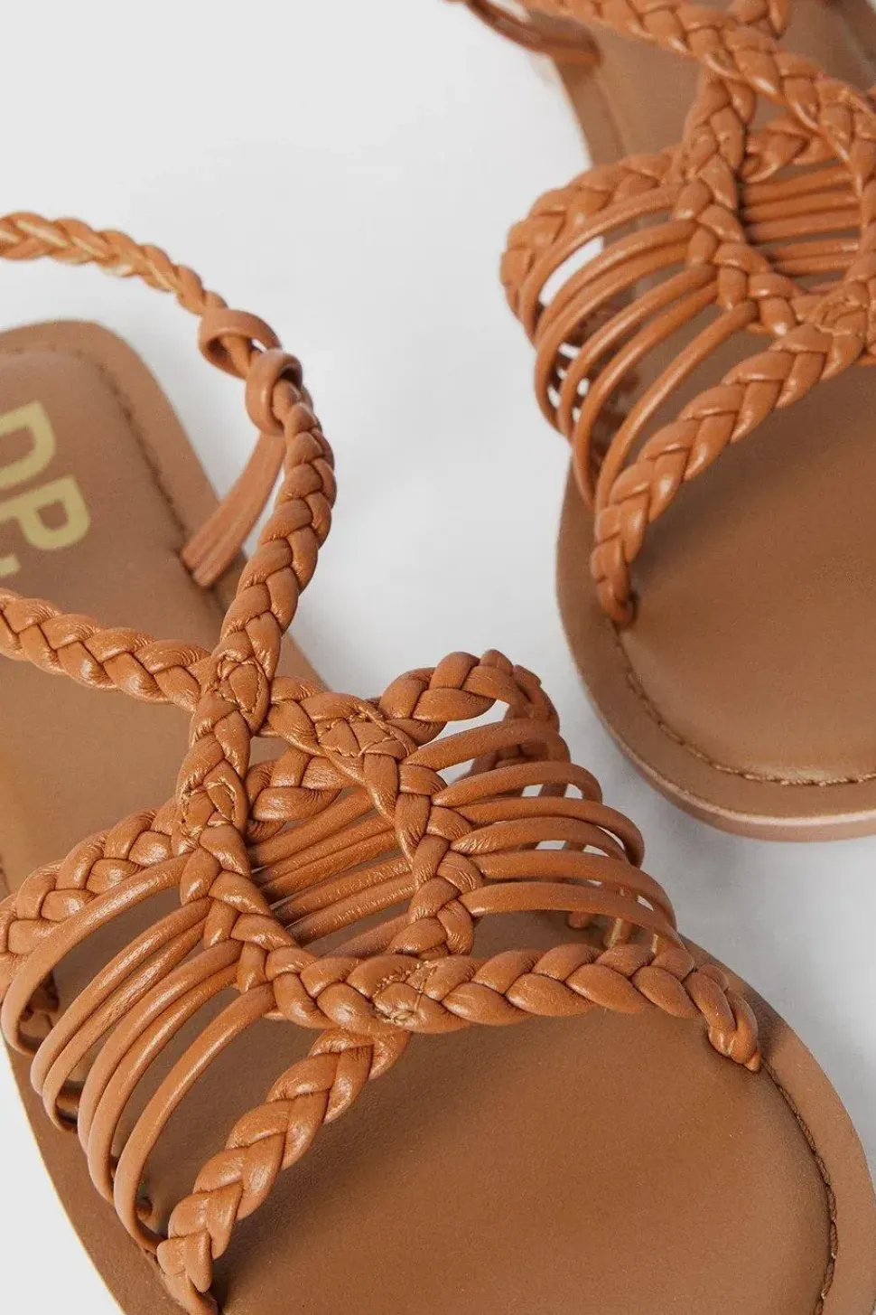 Leather Josie Lattice Flat Sandals