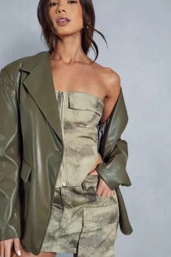 Leather Look Asymmetric Blazer