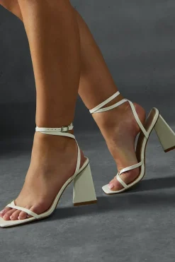 Leather Look Barely There Block Heels