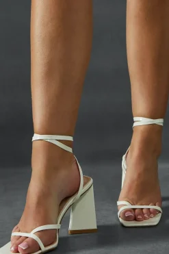 Leather Look Barely There Block Heels