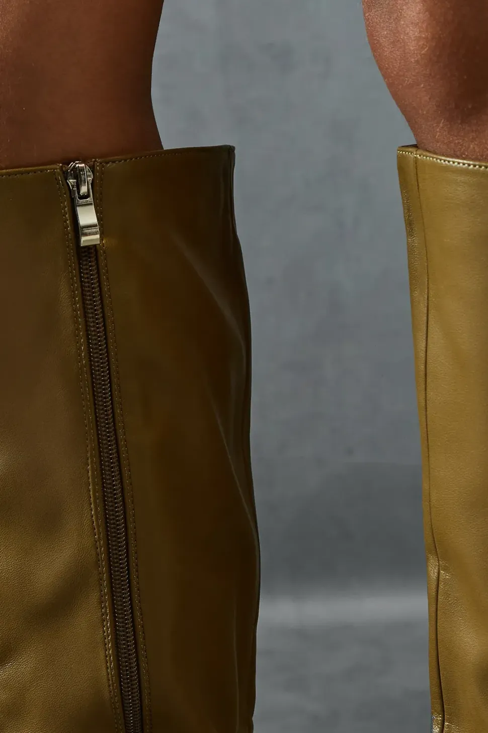 Leather Look Block Heel Pointed Boots
