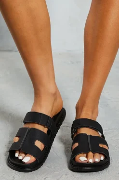 Leather Look Cut Out Strap Sandal