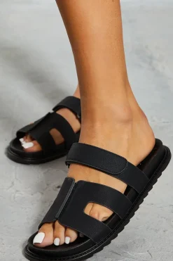 Leather Look Cut Out Strap Sandal