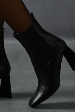 Leather Look Elasticated Ankle Boots
