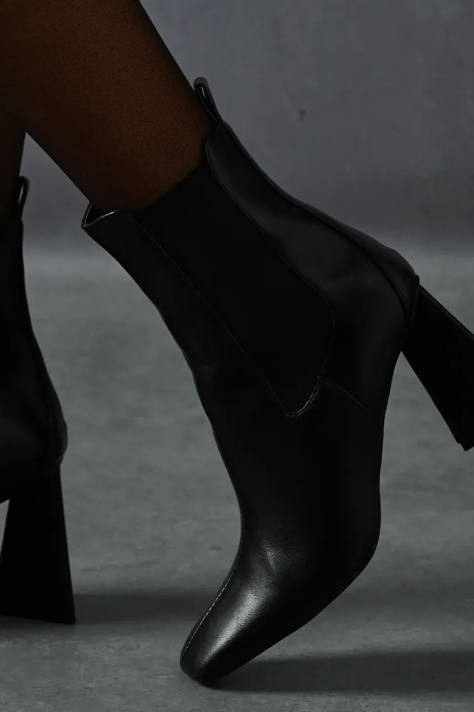 Leather Look Elasticated Ankle Boots