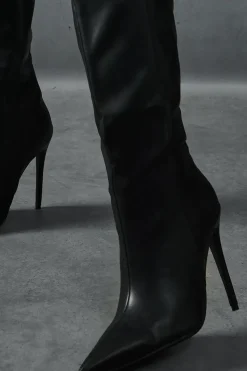 Leather Look Knee High Boots