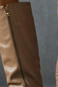 Leather Look Knee High Pointed Boots