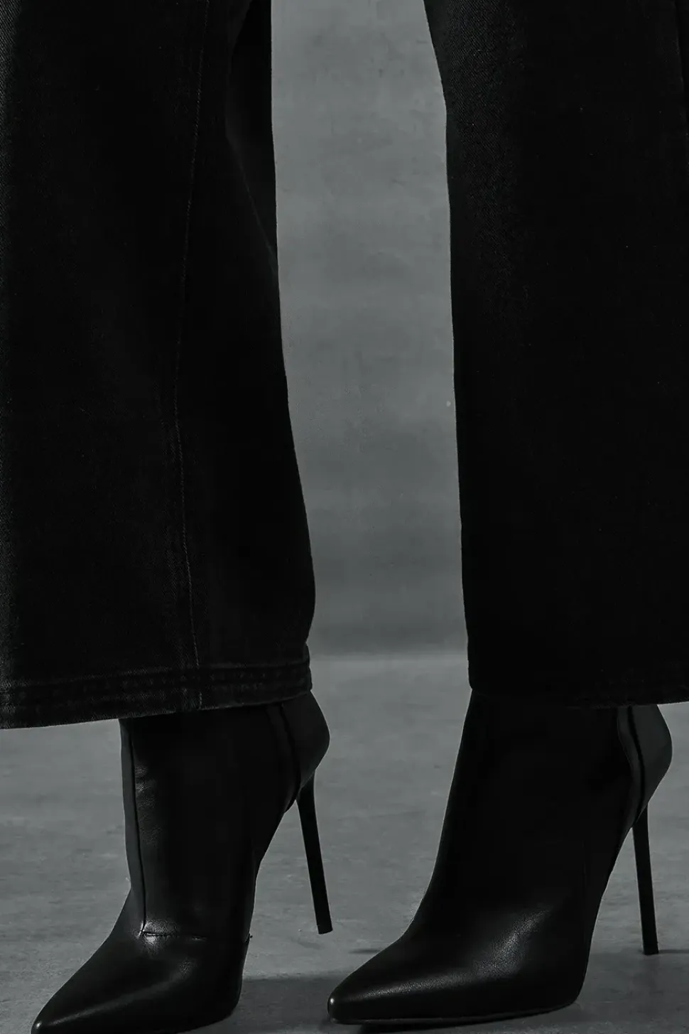 Leather Look Stiletto Heel Ankle Boots