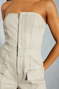 Leather Look Strapless Jumpsuit