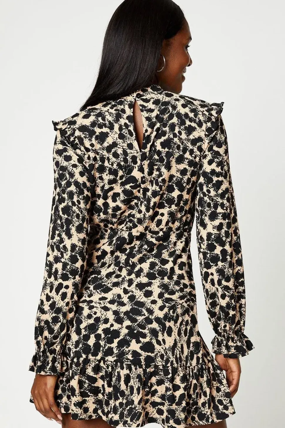Leopard Frill Hem Mini Dress