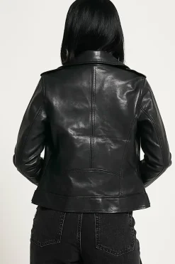 Leopard Lined Leather Biker Jacket