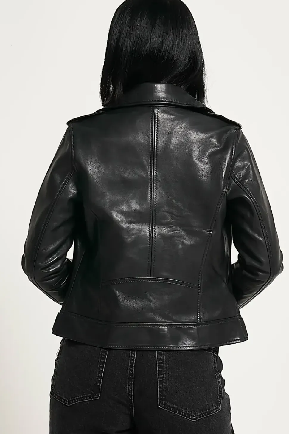Leopard Lined Leather Biker Jacket