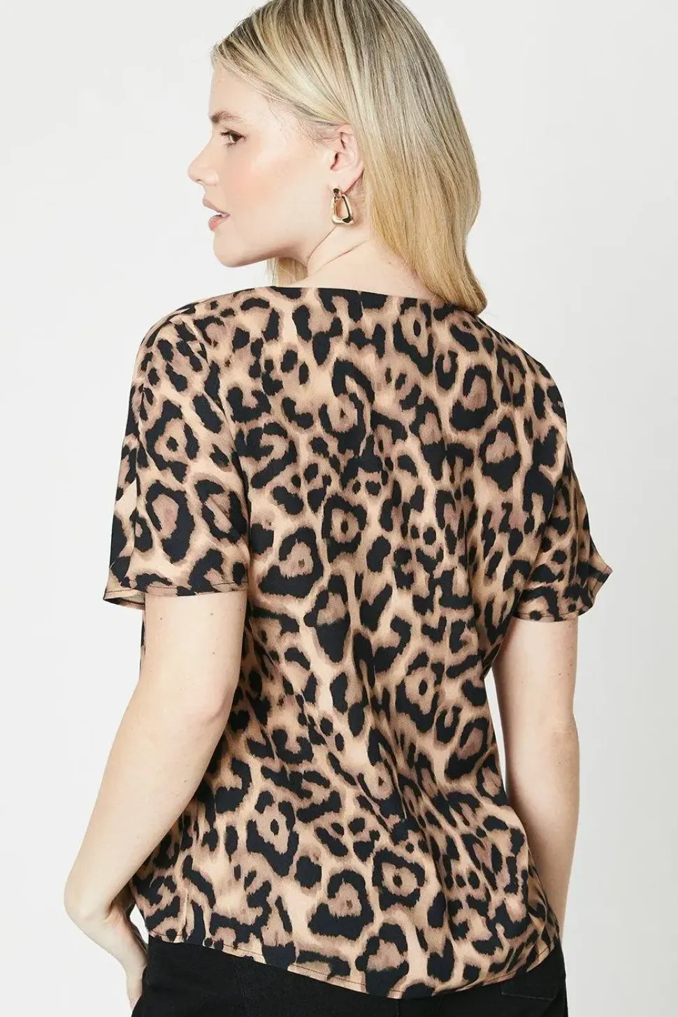 Leopard Pleat Front Blouse