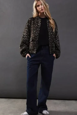 Leopard Print Blouson Bomber Jacket