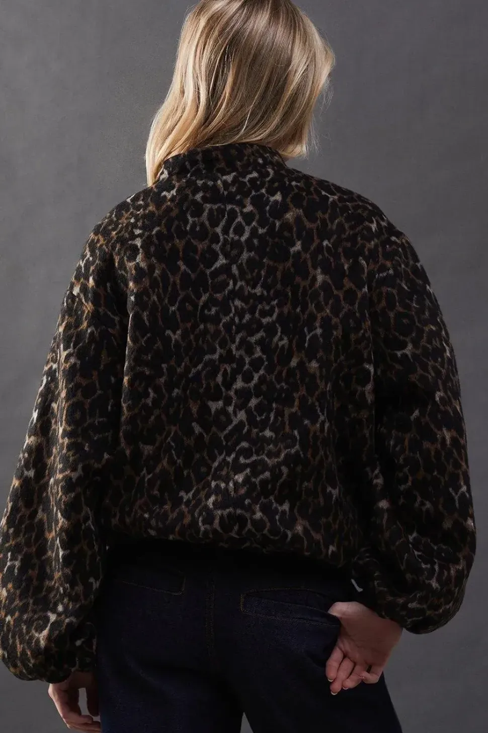 Leopard Print Blouson Bomber Jacket