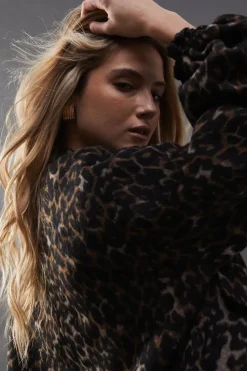 Leopard Print Blouson Bomber Jacket