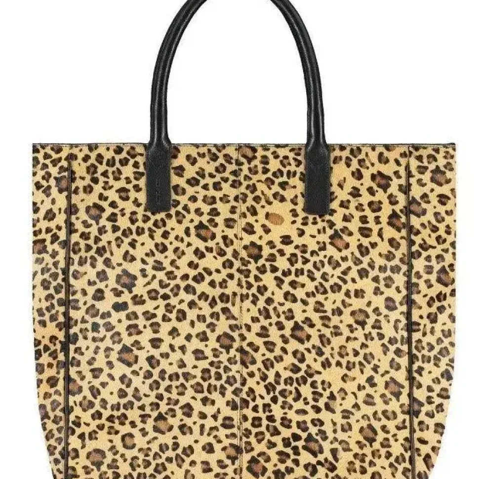Leopard Print Calf Hair Large Leather Tote | BYBAB