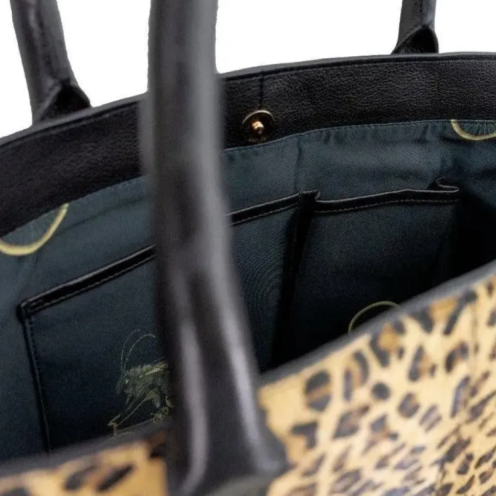 Leopard Print Calf Hair Large Leather Tote | BYBAB