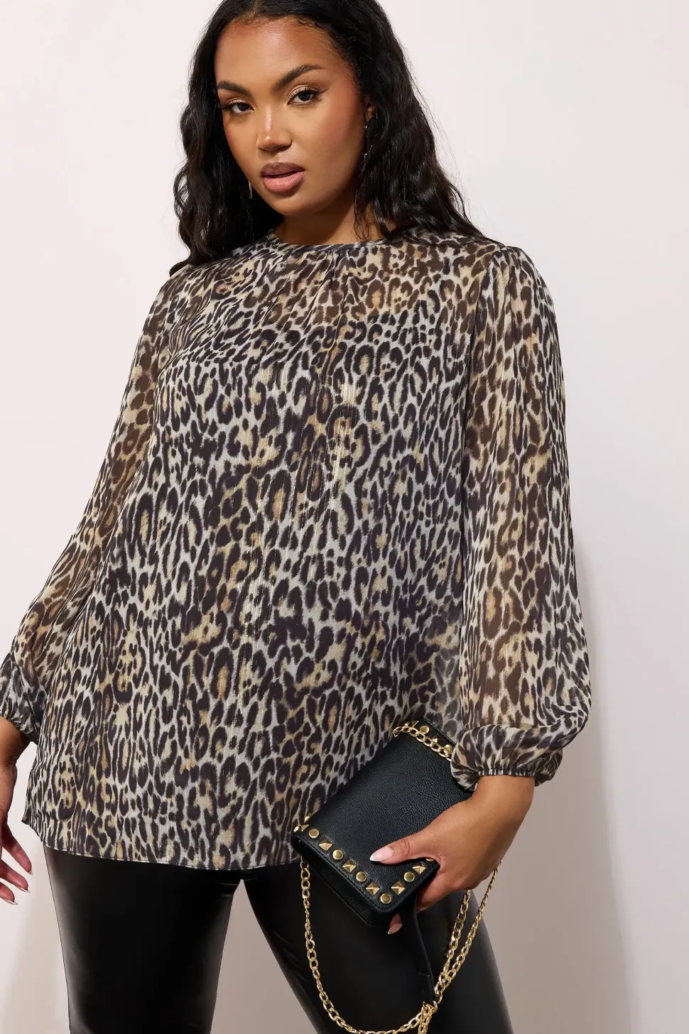 Leopard Print Chiffon Blouse