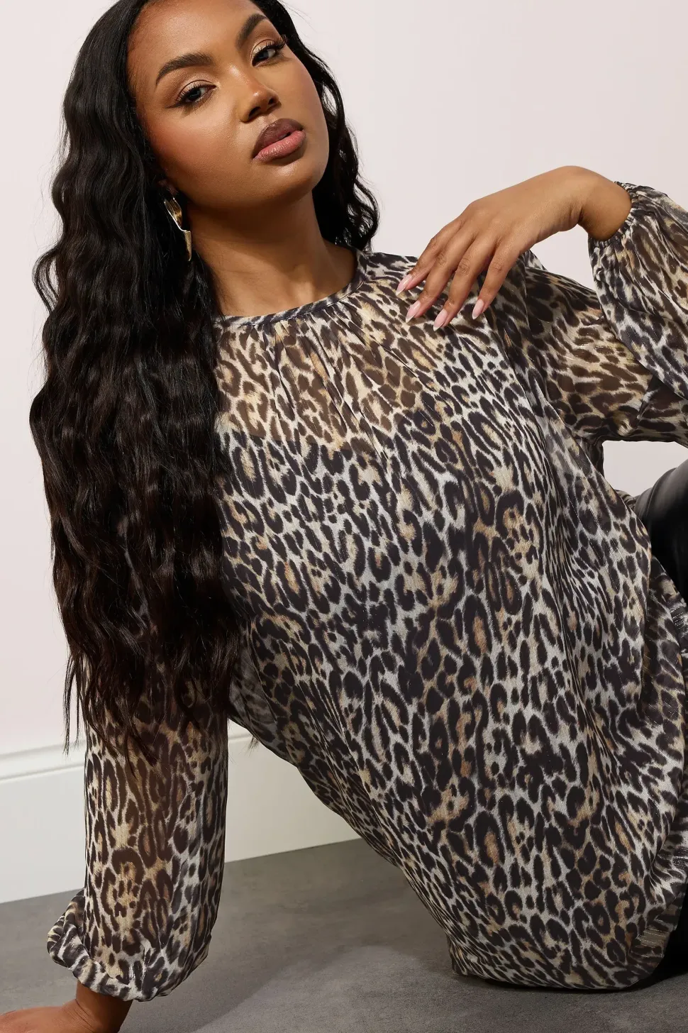 Leopard Print Chiffon Blouse